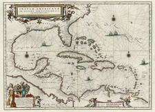 South, Southeast, Caribbean and Central America Map By Willem Janszoon Blaeu