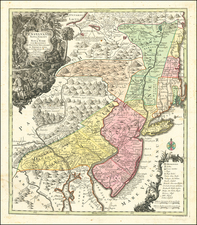 New York State, Mid-Atlantic, New Jersey and Pennsylvania Map By Matthaus Seutter