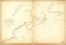 Carta Esferica de las Costas Orientales de la America Setentrional que Comprehende desde Nueva York hasta el Golfo y Rio S. Lorenzo con Parte de la Isla de Terranova Construida en la Direccion Hydrographica . . . 1828 By Direccion Hidrografica de Madrid