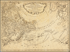 Pacific Ocean, Pacific Northwest, Alaska, Russia in Asia and Canada Map By Gerhard Friedrich Muller