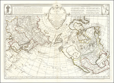 Polar Maps, Alaska, North America, Pacific, Russia in Asia and Canada Map By Philippe Buache / Joseph Nicholas De  L'Isle