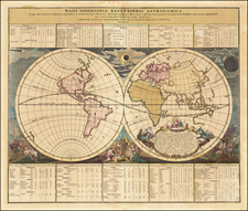 World, California as an Island and Celestial Maps Map By Johann Gabriele Doppelmayr