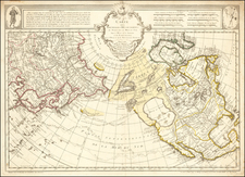 Polar Maps, Alaska, North America, Pacific, Russia in Asia and Canada Map By Philippe Buache / Joseph-Nicholas Delisle