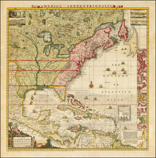 United States, North America and Canada Map By Henry Popple