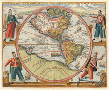 Western Hemisphere, North America, South America and America Map By Theodor De Bry