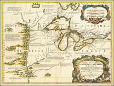 United States, Midwest, Plains, Rocky Mountains and Canada Map By Vincenzo Maria Coronelli / Jean-Baptiste Nolin