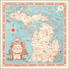Michigan and Pictorial Maps Map By Frank Barcus