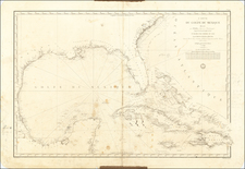 Florida, Texas, Mexico, Caribbean, Cuba and Bahamas Map By Depot de la Marine