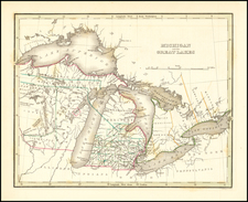 Midwest, Michigan, Wisconsin and Canada Map By Thomas Gamaliel Bradford