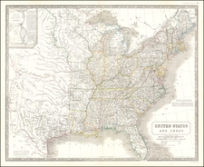 United States and Texas Map By Alexander Keith Johnston