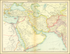 Central Asia & Caucasus, Middle East, Arabian Peninsula and Persia & Iraq Map By Times Atlas