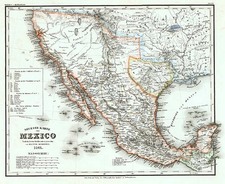 Texas, Southwest, Mexico and California Map By Joseph Meyer  &  Carl Radefeld