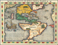 Western Hemisphere and America Map By Sebastian Munster