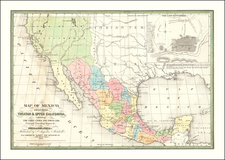 Texas, Plains, Southwest, Rocky Mountains, Mexico and California Map By Samuel Augustus Mitchell