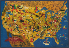 United States and Pictorial Maps Map By William Gropper