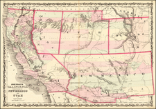 Southwest, Arizona, Utah, Nevada, New Mexico, Rocky Mountains, Utah and California Map By Alvin Jewett Johnson  &  Ross C. Browning