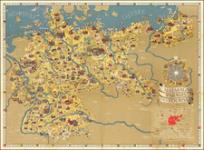 Pictorial Maps, World War II and Germany Map By Riemer