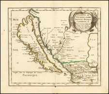 Southwest, Mexico, Baja California, California and California as an Island Map By Nicolas Sanson