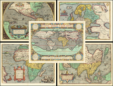 World, World, South America, Europe, Europe, Asia, Asia, Africa, Africa and America Map By Abraham Ortelius