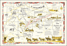 Texas, Nebraska, Oklahoma & Indian Territory, Arizona, Colorado, Utah, Nevada, Colorado, Utah and Wyoming Map By American Pioneer Trails Association