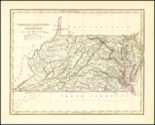Maryland, Delaware, West Virginia and Virginia Map By Thomas Gamaliel Bradford
