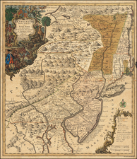 New York, New York State, New Jersey and Pennsylvania Map By Matthaus Seutter