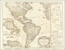 Hispaniola and America Map By Didier Robert de Vaugondy / Charles Francois Delamarche