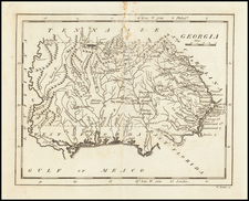 Alabama, Mississippi and Georgia Map By Mathew Carey