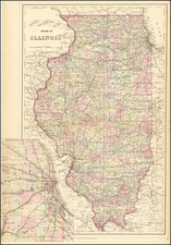 Illinois and Chicago Map By Samuel Augustus Mitchell Jr.