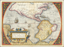 Western Hemisphere, South America and America Map By Abraham Ortelius