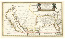 Florida, Southeast, Texas, Midwest, Southwest and California as an Island Map By Nicolas Sanson