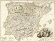 Spain and Portugal Map By Tomás López