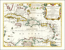 Florida and Caribbean Map By Vincenzo Maria Coronelli - Jean-Baptiste Nolin