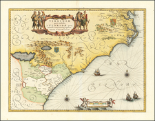 Southeast, Georgia, North Carolina and South Carolina Map By Willem Janszoon Blaeu