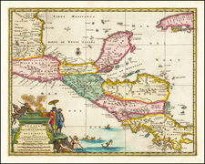 Mexico and Central America Map By Pieter van der Aa