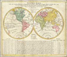 Neue Welt Karte welche auf Zwoo Kugelflaechen die Haupt-Theile der Erde . . . Ao. 1784