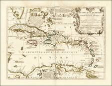 Florida and Caribbean Map By Vincenzo Maria Coronelli - Jean-Baptiste Nolin