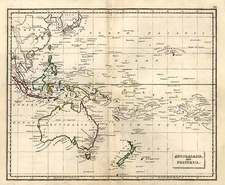 World, Australia & Oceania, Pacific, Oceania and New Zealand Map By J.C. Russell & Sons