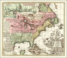 South, Southeast, Texas, Midwest and North America Map By Matthaus Seutter