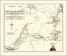 Netherlands, Belgium, Luxembourg, France and World War II Map By 669th Engineer Topographical Company