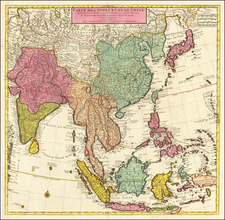 China, Japan, Korea, India, Southeast Asia and Philippines Map By Johannes Covens  &  Cornelis Mortier