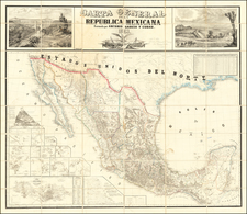 Carta General de la Republica Mexicana, formada por Antonio Garcia y Cubas.  1863 By Antonio Garcia y Cubas