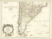 Argentina, Chile, Paraguay & Bolivia and Uruguay Map By Guillaume De L'Isle