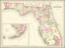 Florida Map By Samuel Augustus Mitchell Jr.