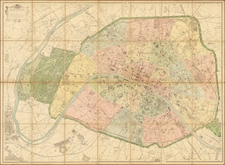 Plan de Paris Reduit a l'Echellee de 1/10,000 D'Apres Le Gd. Plan En 21 Feuilles . . .  deupuis 1842