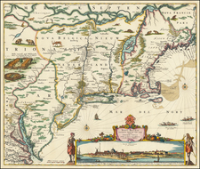 New England, New York City, New York State, Mid-Atlantic and Canada Map By Nicolaes Visscher I