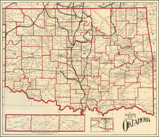 Oklahoma & Indian Territory Map By Santa Fe Railroad