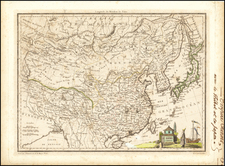 China, Japan and Korea Map By Conrad Malte-Brun