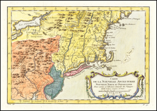 New England, Massachusetts, New York State, Mid-Atlantic and Pennsylvania Map By Jacques Nicolas Bellin