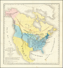 United States and North America Map By Alexis De Tocqueville